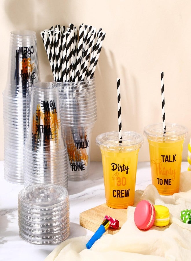 Jingmore 60 Pack Dirty 30 Birthday Cups 12 oz 30th Party Plastic Cups with Lids and Paper Straws Bulk for Women Men Birthday Decorations Dirty Thirty Party Favors - Image 4